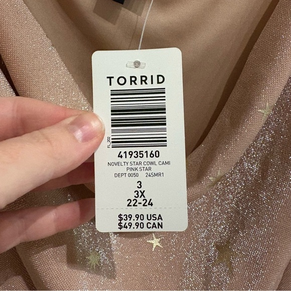 Torrid NOVELTY STAR COWL CAMI PINK STAR size 3 NWT - Picture 6 of 7